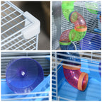 Gaiola para Hamster, Casa para Hamster com Túnel, Comedouro, Bebedouro, Casinha, Rampa, Roda de Exercício, Plataforma e Alça, Bandeja Removível, para Ratos e Gerbos, 46x30x37 cm, Azul — foto 8