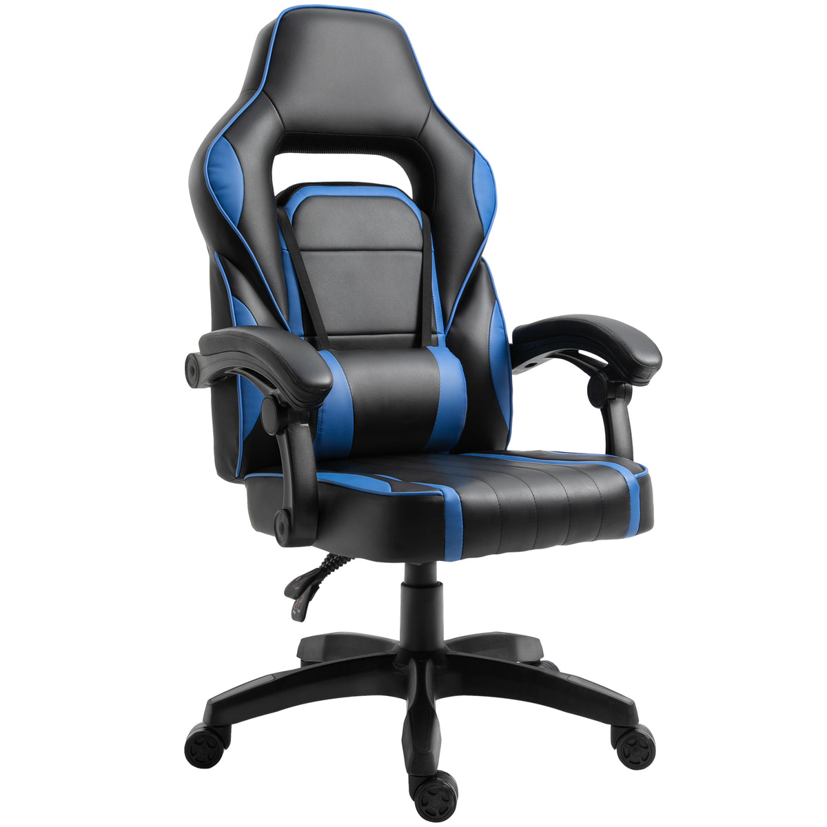 Cadeira de escritório ergonômica ajustável em altura Reclinável até 135 ° Cadeira gaming com encosto alto Assento acolchoado ajustável 64x69x119-129 cm Azul — foto 1