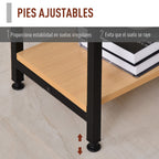 Mesa de computador para escritorio estudo com prateleiras de 2 andares Superfície grande Pernas com protetores ajustáveis Anti-derrapante 106x50x76 cm Cor Madeira — foto 6