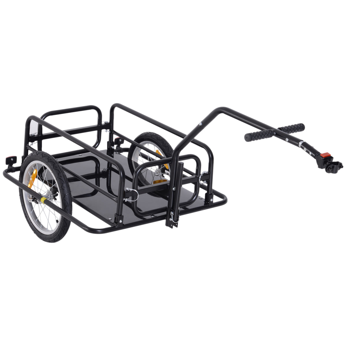 Reboque de Carga para Bicicleta Carrinho Dobrável para Bicicleta com 2 Rodas Refletores Seguros Carga 40 kg 155x71,5x77 cm Preto — foto 1