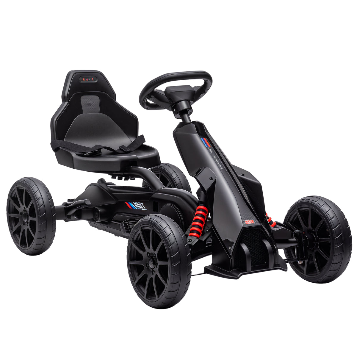 Kart a Pedais Infantil Kart a Pedais para Crianças de 3-8 Anos com Assento Ajustável em 4 Posições, Travão de Mão e Rodas de EVA Carga 30 kg Preto — foto 1