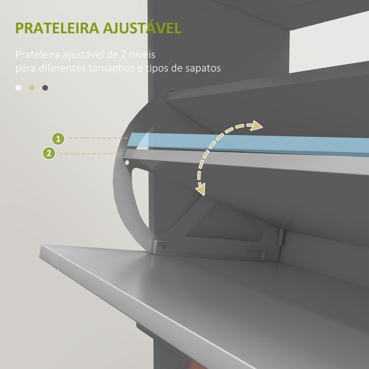 Sapateira Móvel Sapateira Estreita com 2 Portas e 1 Gaveta para 8 Pares de Sapatos para Entrada Corredor 60x23,5x98,5 cm Cinzento — foto 5