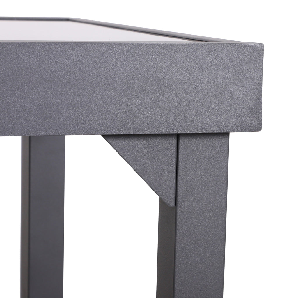 Mesa de Jardim Extensível Mesa de Jantar Retangular com Bancada de Vidro Temperado Carga 50 kg para Varanda Pátio Exterior 160x80x75 cm Preto — foto 7