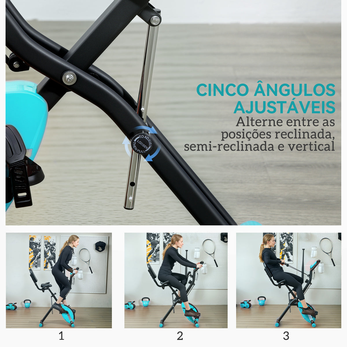Bicicleta Estática Dobrável com Resistência Magnética de 8 Níveis Bicicleta Estática Dobrável com Encosto Volante Ecrã LCD e Banda de Resistência Carga 110 kg 43x97x109 cm Verde — foto 4
