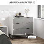 Cômoda de cabeceira com 4 gavetas com base elevada e desenho anti derrapante 80x40x79 cm Branco Cinzento e Preto — foto 4