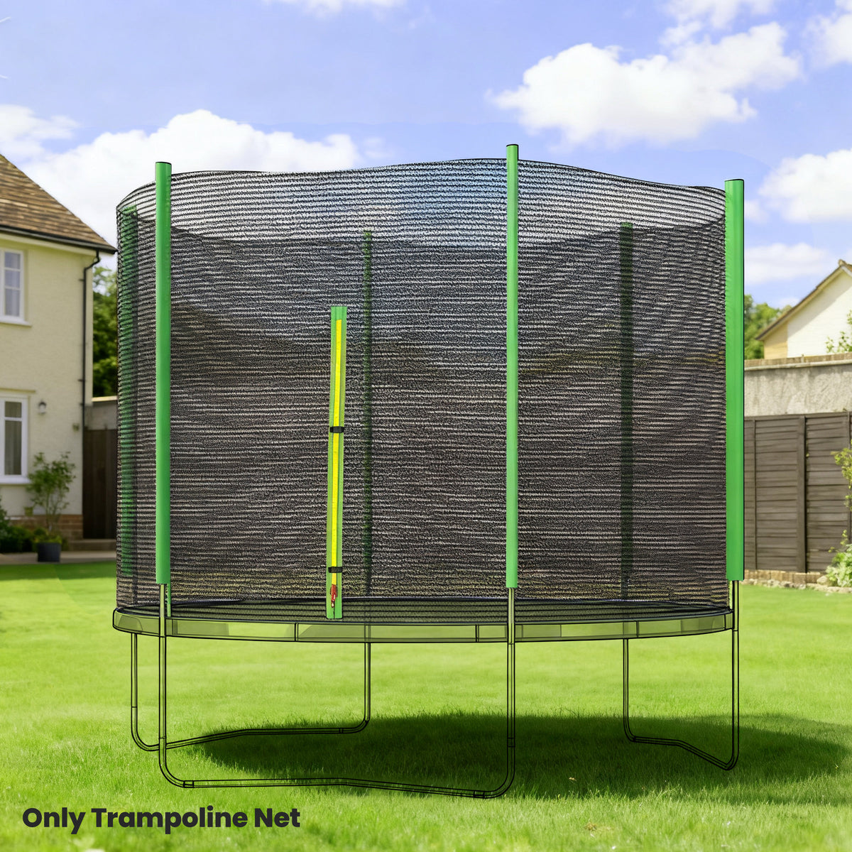 Rede de Segurança para Trampolim Ø305 cm Rede de Substituição de Trampolins para Exterior e Porta com Fecho de Correr para 6 Postes Verde — foto 2