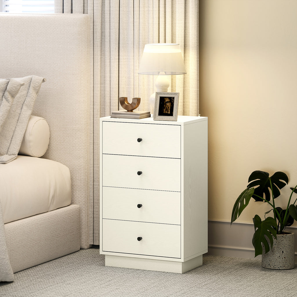 Cómoda de 4 Gavetas Cómoda para Dormitório Moderna Cómoda Estreita para Sala de Estar Corredor 47x29x75 cm Branco — foto 2