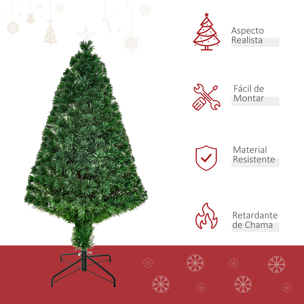 Árvore de Natal Artificial 120 cm Árvore de Natal com Fibra Óptica e Suporte Metálico Decoração de Natal Ø60x120 cm Verde — foto 4