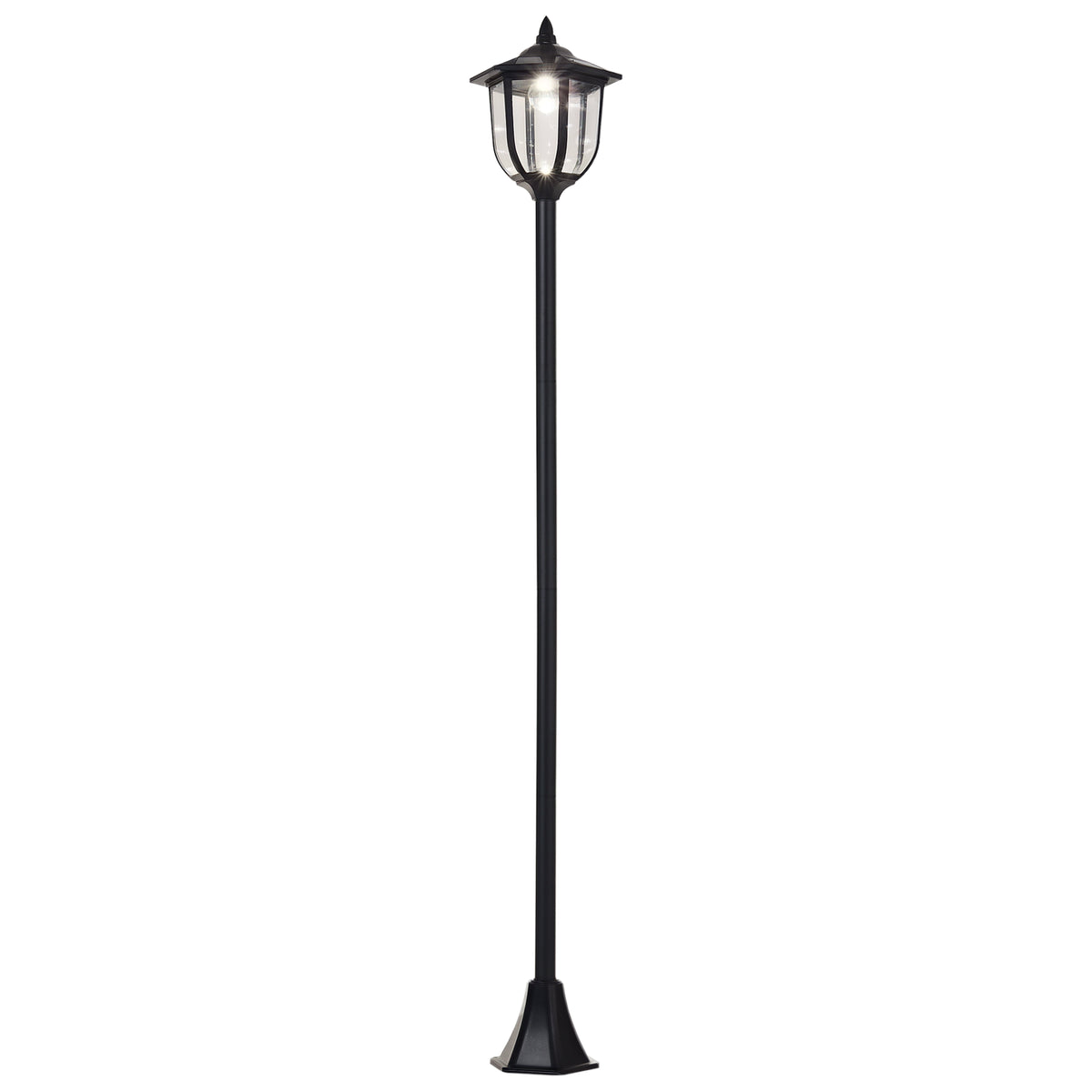Candeeiro Solar com Painel Solar Candeeiro de Jardim com 6 LEDS Autonomia 6-8 horas Ø26x177 cm Preto — foto 1
