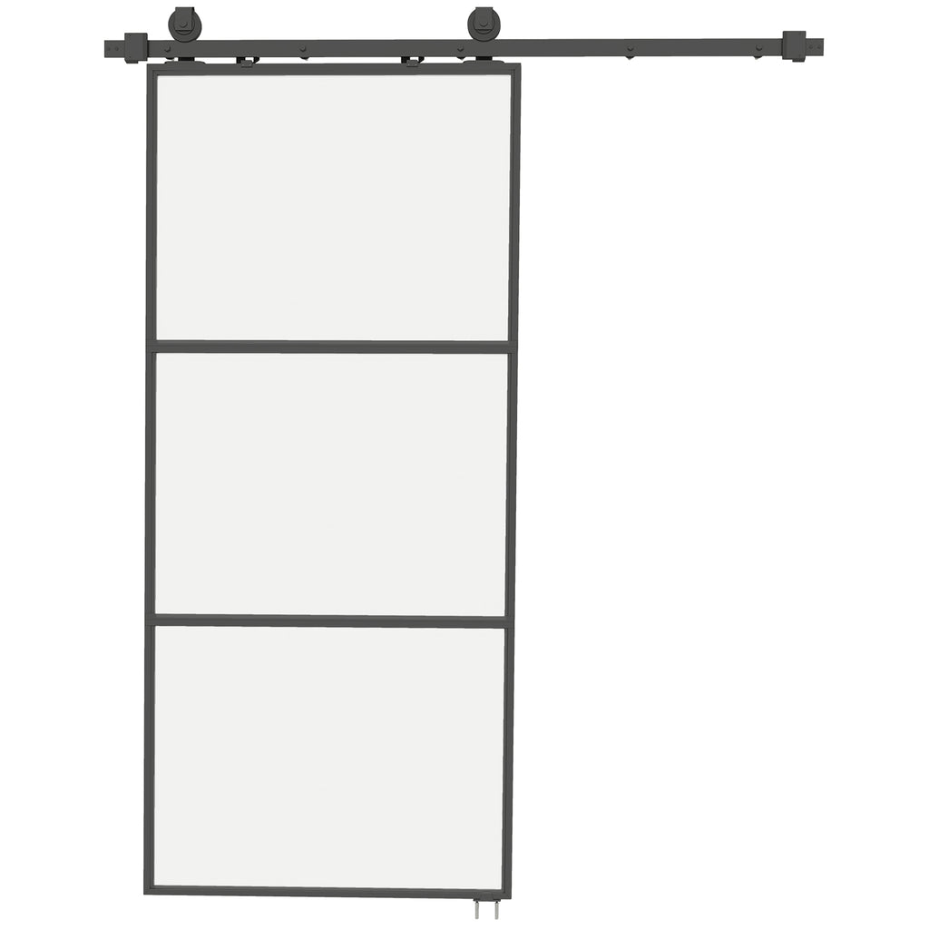 Porta de Correr com Acessórios Porta de Correr de Vidro com Mecanismo de Fecho Suave para Casa de Banho Sala de Estar Cozinha 91,4x203,2 cm Preto — foto 1
