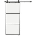Porta de Correr com Acessórios Porta de Correr de Vidro com Mecanismo de Fecho Suave para Casa de Banho Sala de Estar Cozinha 91,4x203,2 cm Preto — foto 1