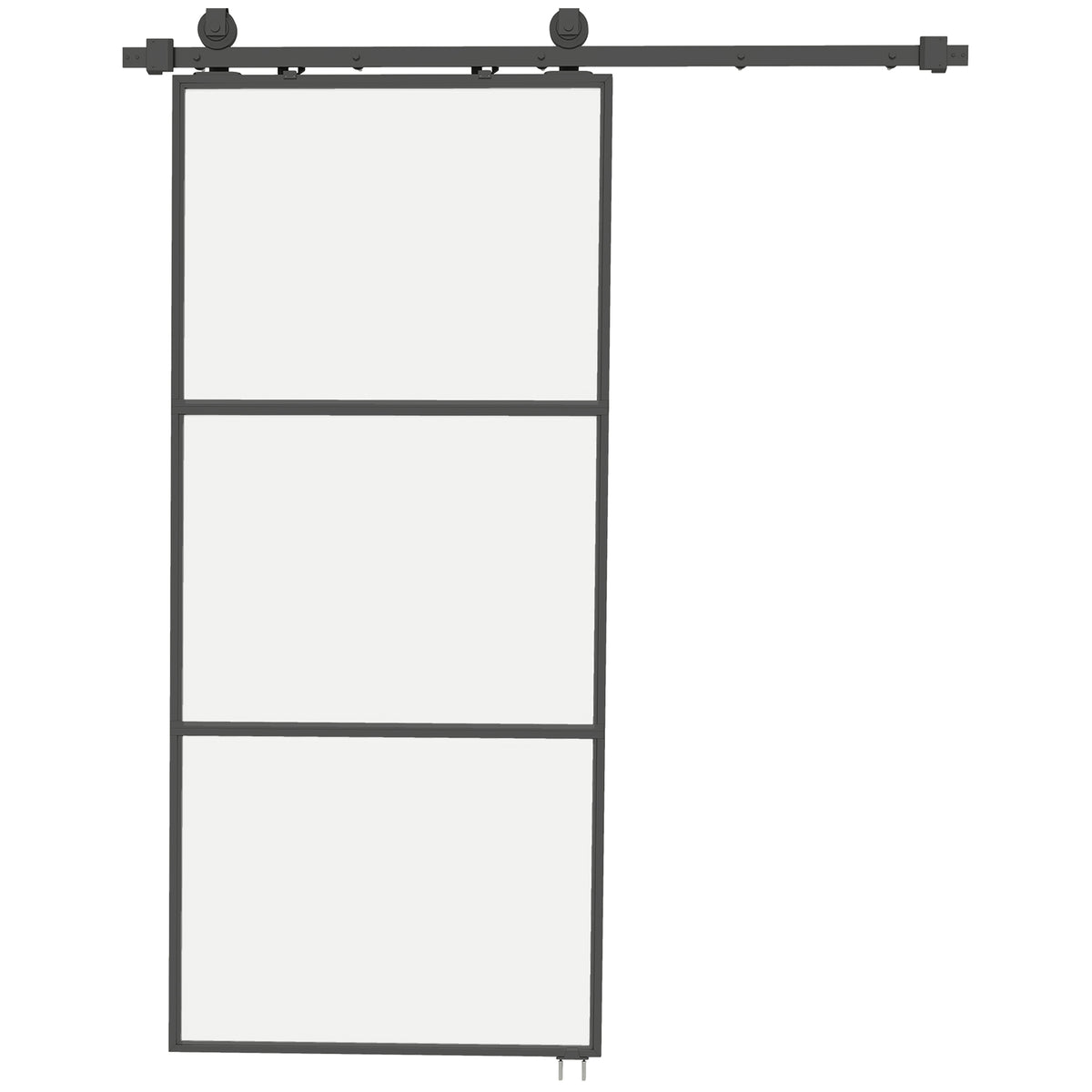 Porta de Correr com Acessórios Porta de Correr de Vidro com Mecanismo de Fecho Suave para Casa de Banho Sala de Estar Cozinha 91,4x203,2 cm Preto — foto 1