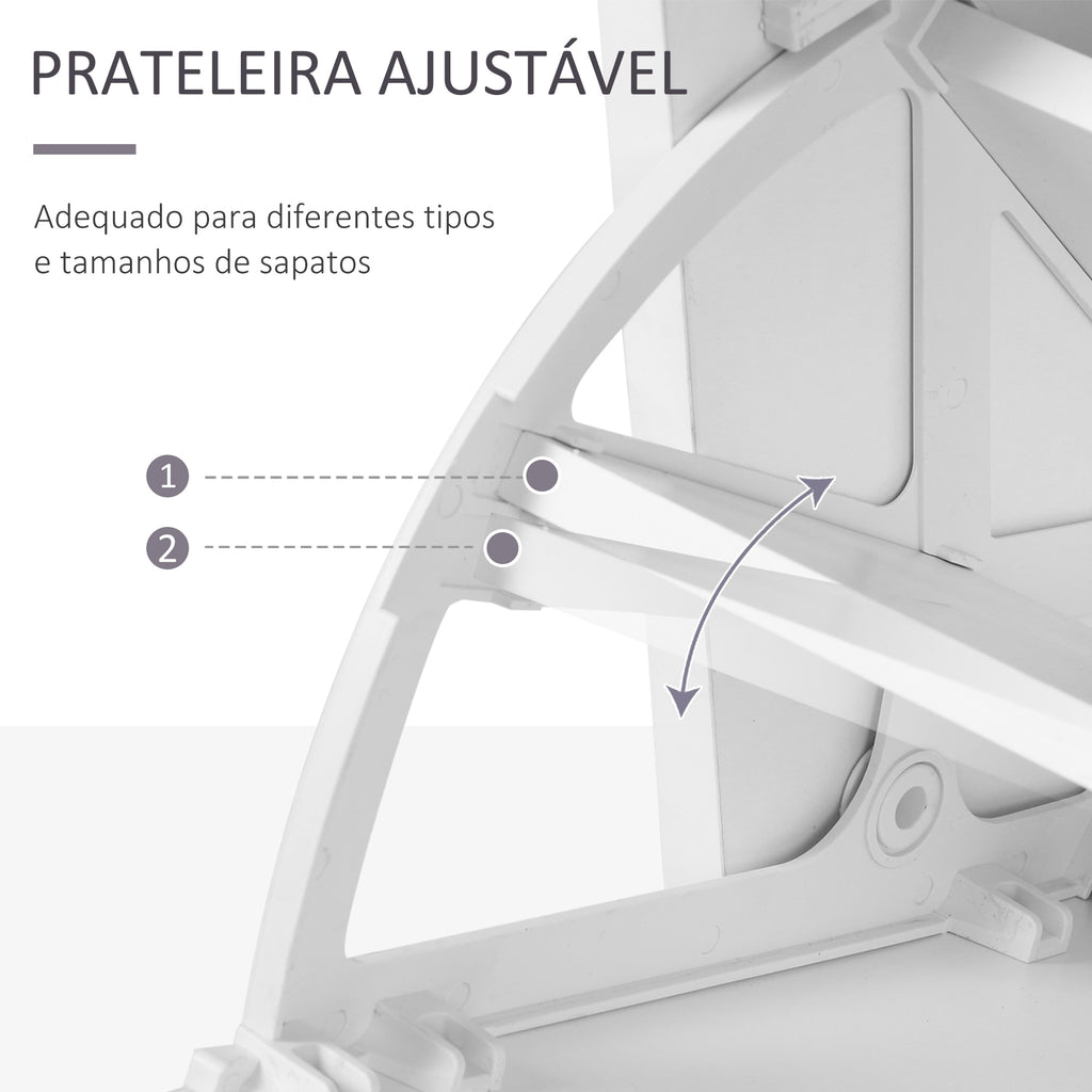 Móvel Cabide de Entrada de 3 Peças Armário de Entrada com Cabide Espelho Sapateira e Gaveta 90x10x102 cm Branco — foto 6