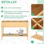 Horta Vertical de Madeira 120x60x81cm Floreira Elevada para Cultivo de Plantas Flores com Prateleira Inferior para Jardim Terraço Exterior — foto 5