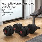 Conjunto de Halteres de 30 kg 2 em 1 com Barras de Conexão e Barra de Extensão Treinamento de Força e Levantamento de Pesos para Casa Escritório Ginásio Preto — foto 7