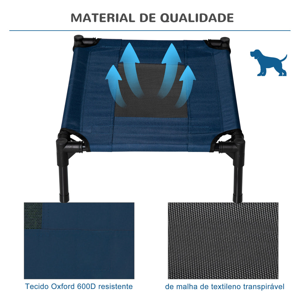 Cama para Animais de Estimação Cama Elevada para Cães Gatos Portátil Tecido Transpirável para Exterior Interior 64x46x18cm Azul — foto 6