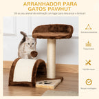 Árvore Arranhador para Gatos Pequena Altura 46 cm de 2 Níveis com Poste e Tapete de Arranhar Cama e Bola Suspensa 35,5x37x46 cm Marrom — foto 4