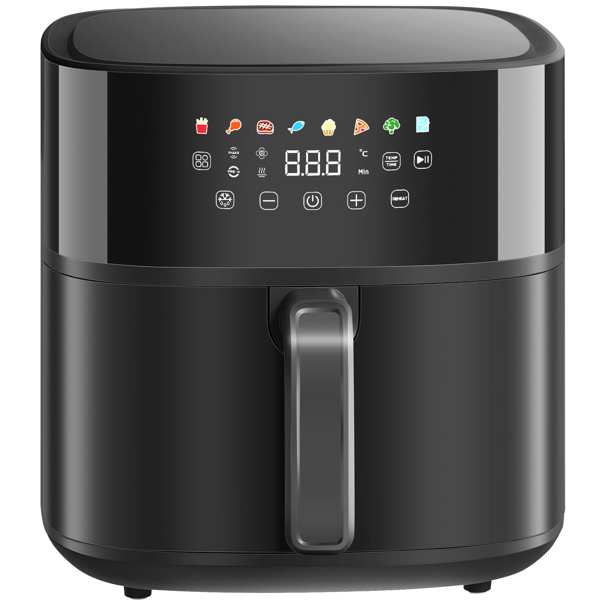 Fritadeira sem Óleo 8 L Air Fryer 1700 W com Circulação de Ar Quente a 360° Temperatura Regulável 80-200°C 8 Programas Painel Tátil Temporizador 32,5x41x32 cm Preto — foto 1