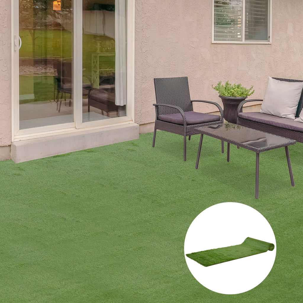 Relva Artificial 40 mm Rolo de Relva Artificial de 1x4 m Realista com Orifícios de Drenagem para Varanda Jardim Pátio Verde — foto 2