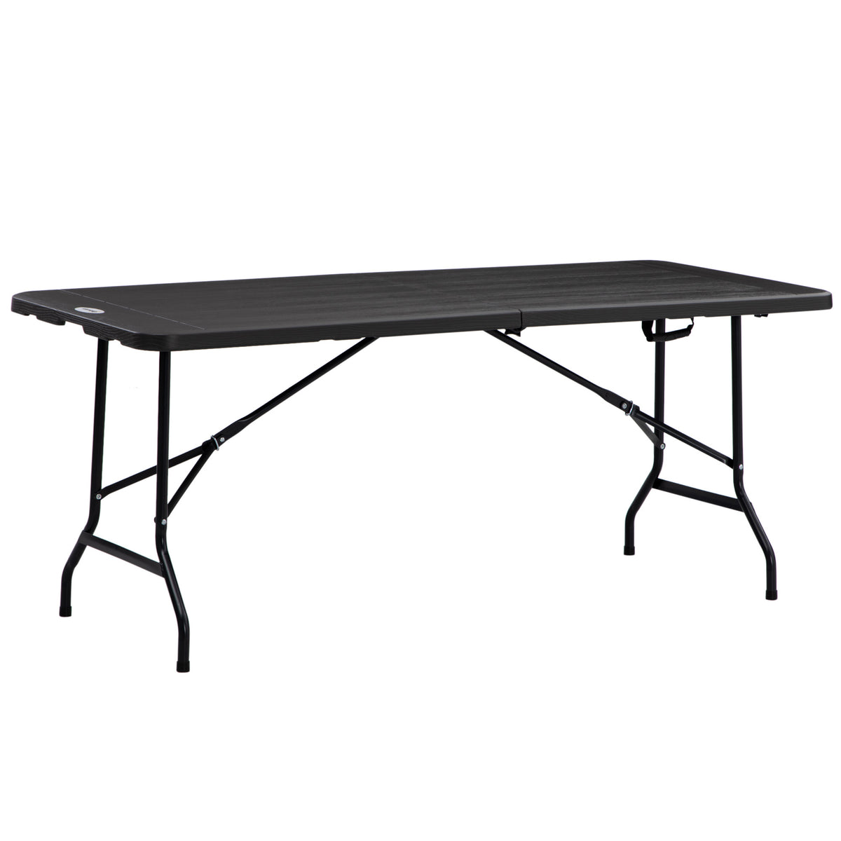 Mesa Dobrável de Jardim Retangular Portátil 180x75,5x73 cm Mesa de Refeição de Exterior em Aço e HDPE com Alça de Transporte para 6 Pessoas Carga 100 kg Cinza Escuro — foto 1