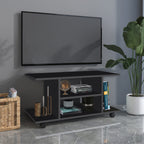 Móvel para TV para Televisores de até 42 Polegadas Móvel de TV com Prateleiras e Rodas com Travão 80x40x40cm Preto — foto 2