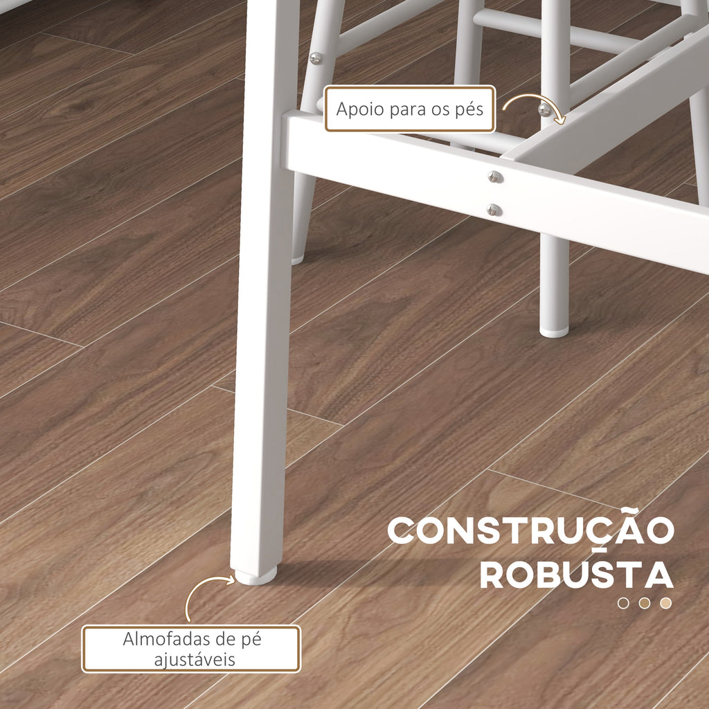 Conjunto de Mesa Alta de Bar com 2 Bancos Mesa Alta de Cozinha com Bancos Estrutura em Aço Mesa Alta Estilo Industrial para Sala de Jantar Natural e Branco — foto 6