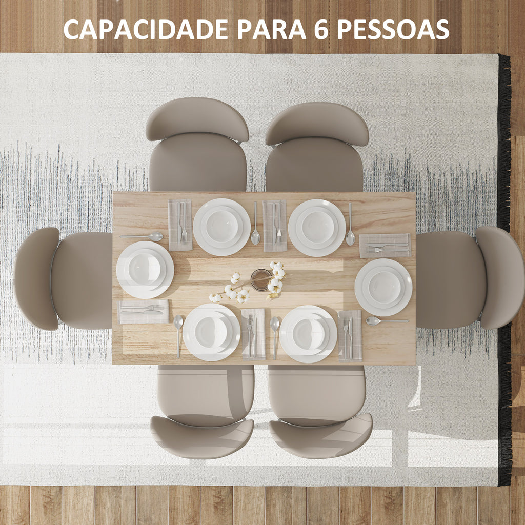Mesa de Jantar Mesa Retangular para 6 Pessoas Mesa de Refeição com Bancada Laminada para Cozinha Sala 140x80x78 cm Madeira — foto 4