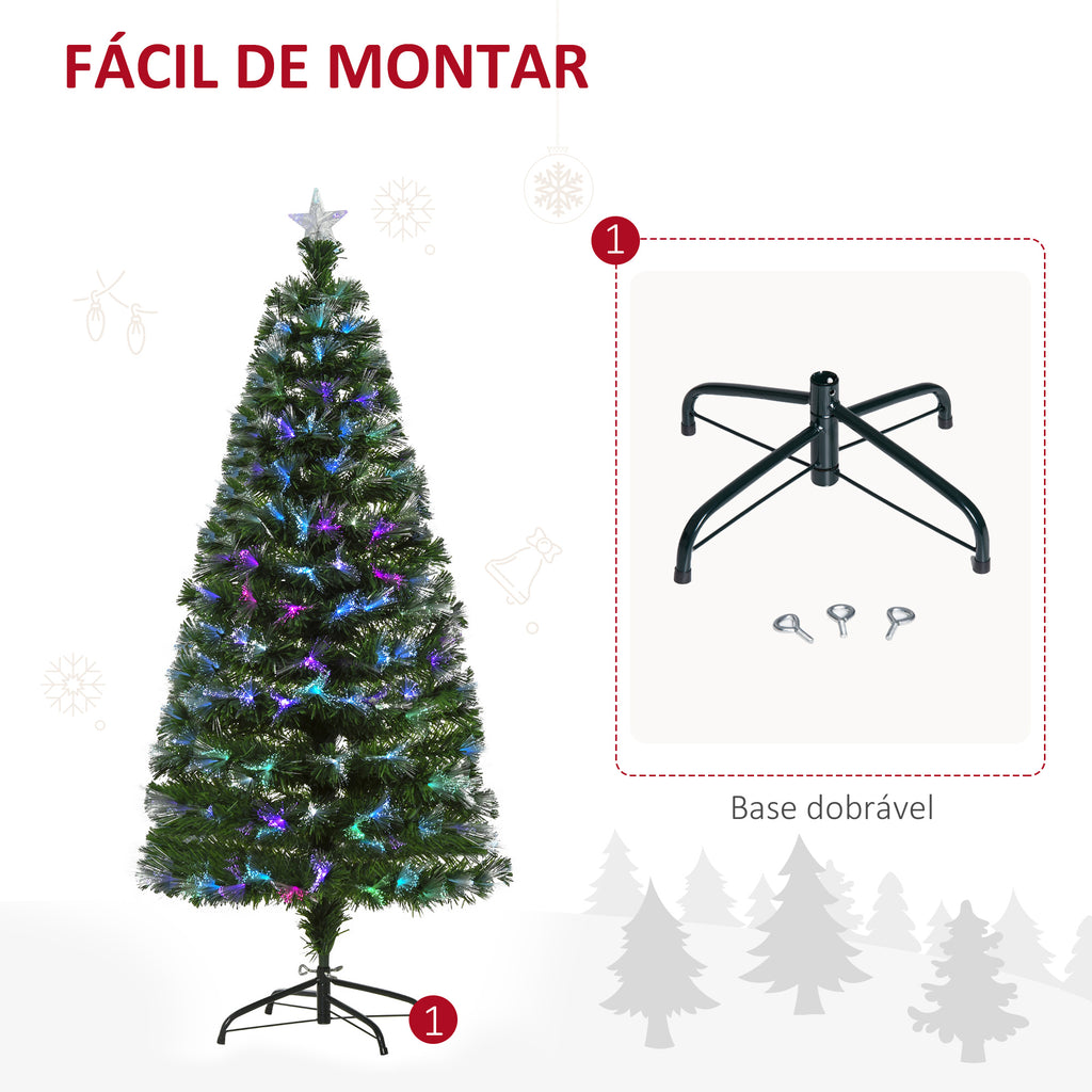 Árvore de Natal Artificial 150cm com 180 Ramos Luzes LED de Múltiplas Cores e Estrela Decorativa Ø74x150 cm Verde — foto 4