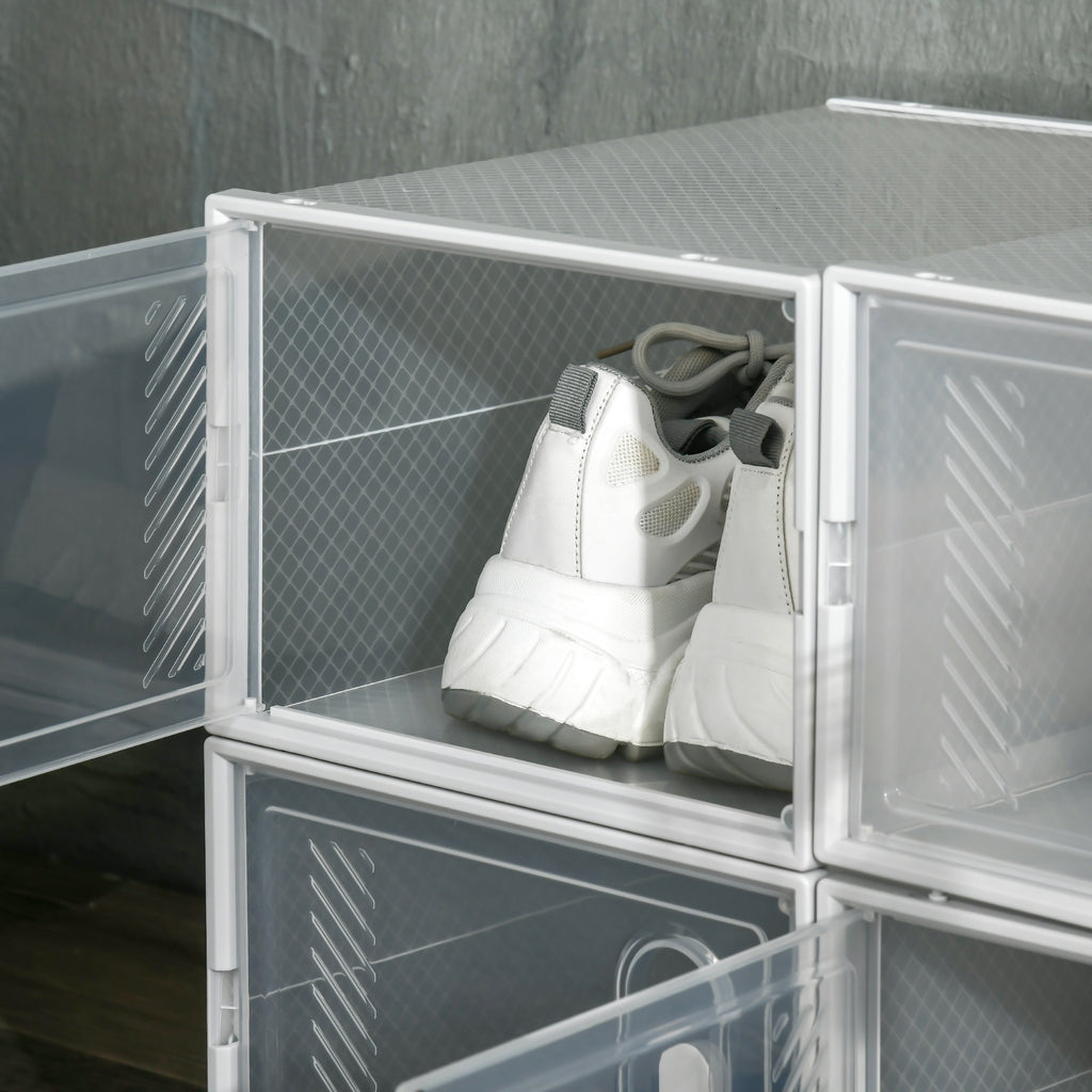 Armário Modular de Plástico Sapateira Modular com 8 Cubos Portas Magnéticas Organizador de Sapatos para Entrada Corredor Dormitório 25x35x19cm Transparente — foto 8