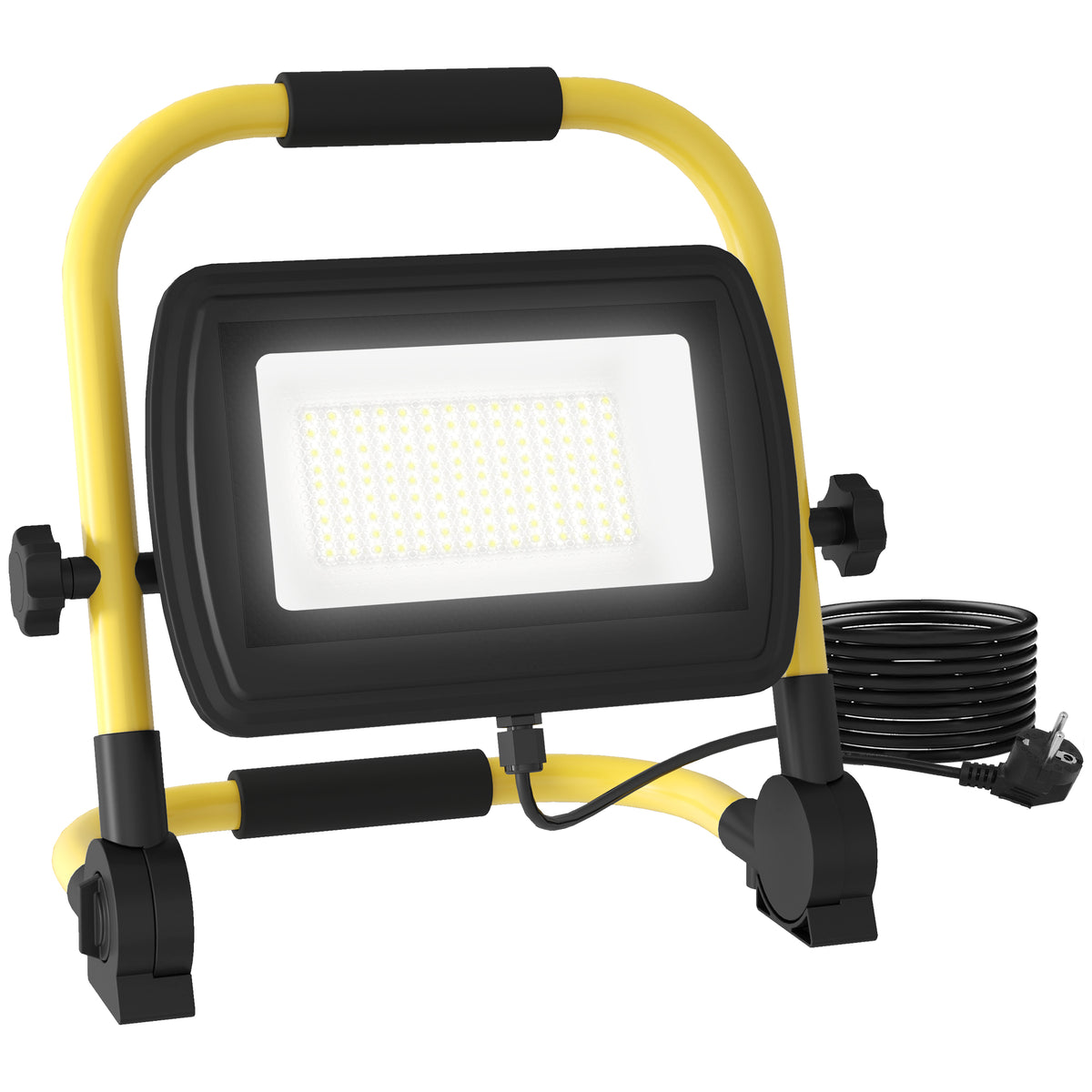 Preojetor LED Recarregável com Cabeças e Suporte Ajustáveis 50W 4250 Lúmenes IP65 6500K Reflector LED Resistente à Intemperie Portátil com Pega para Interior e Exterior Amarelo e Preto — foto 1