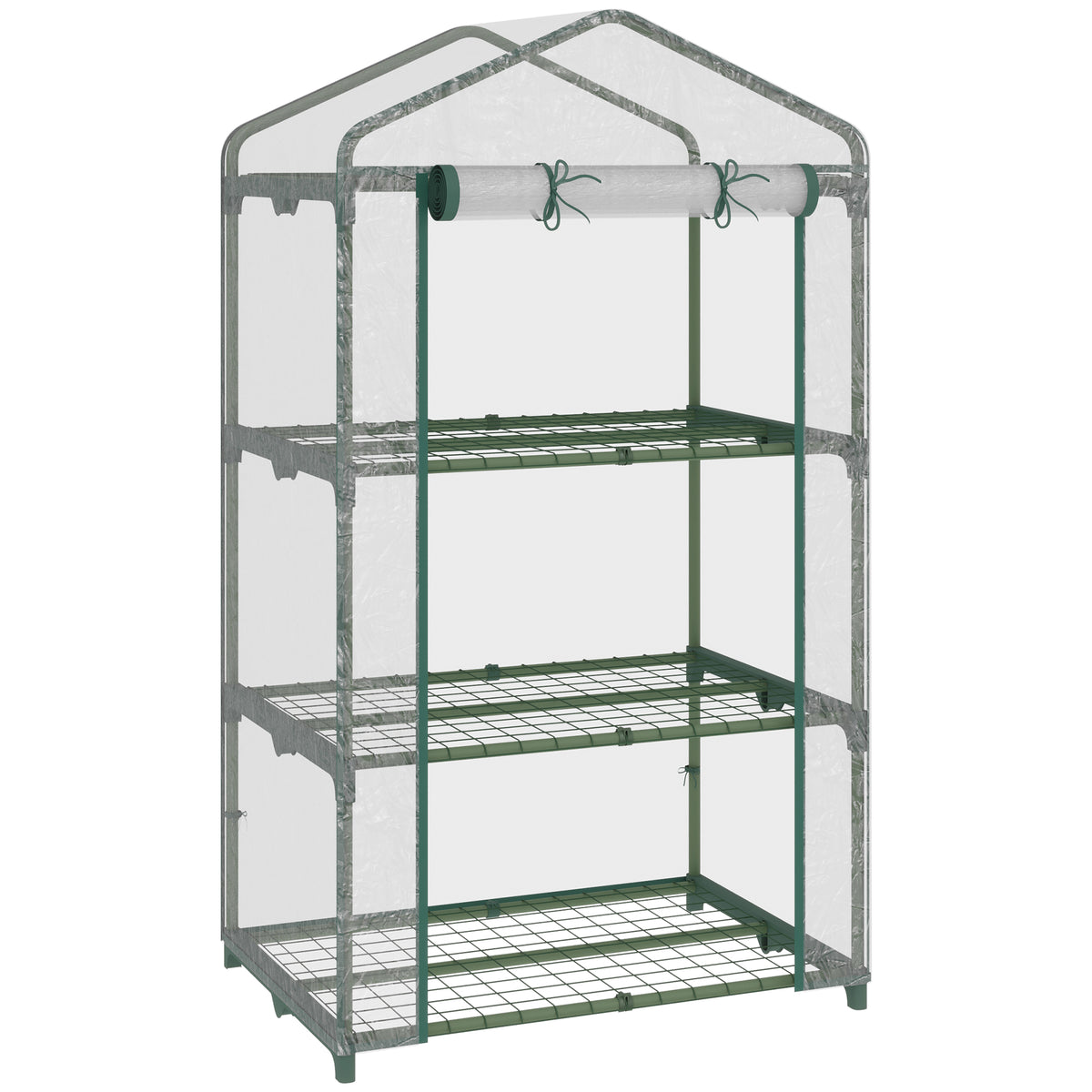 Estufa de Jardim com 3 Prateleiras Metálicas e Porta Enrolável Estufa de Varanda Exterior para Cultivo de Plantas Flores 69x49x125cm Transparente — foto 1