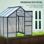 Estufa de Jardim 2x2,m de Policarbonato e Alumínio Estufa com Clarabóia Proteção UV 30 e Base 3,65 m² para Vasos Cultivos de Plantas e Flores Transparente — foto 6