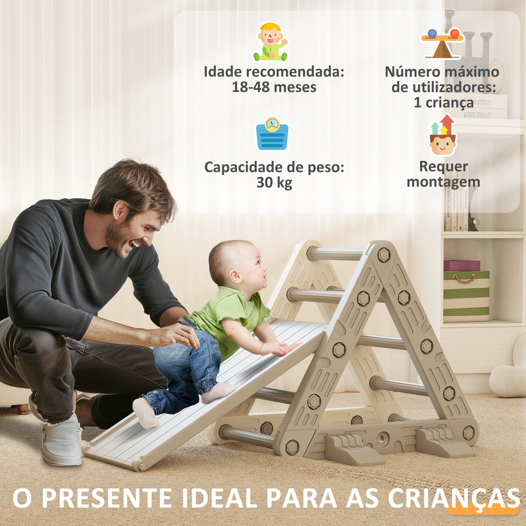 Brinquedo de Escalada para Crianças 4 em 1 com Arco de Escalada Baloiço Rampa e Escorrega Brinquedo de Plástico para Crianças de 18-48 Meses para Interior e Exterior Cinza e Branco — foto 6