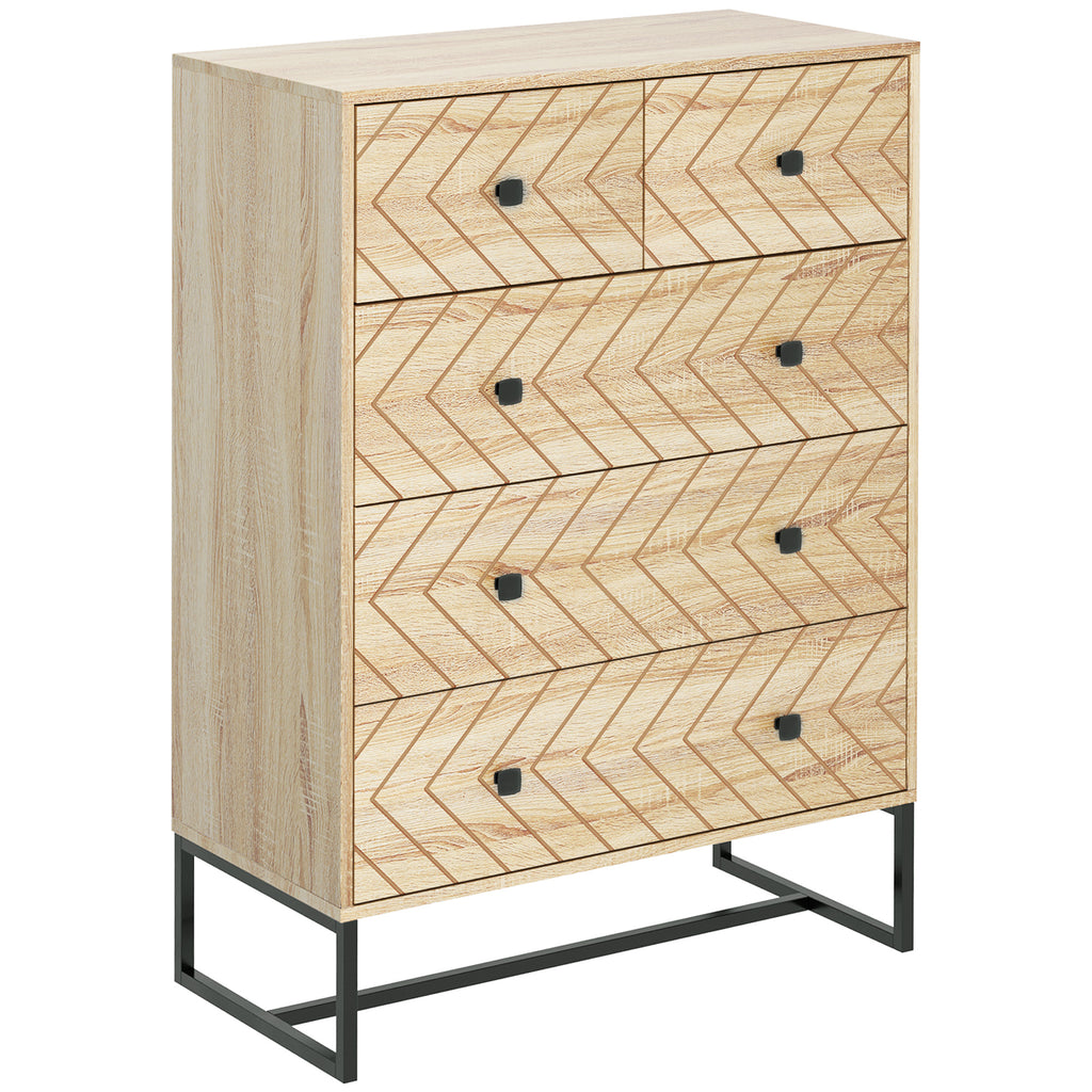 Cómoda com 5 Gavetas Estilo Retrô Móvel Auxiliar de Madeira para Sala de Estar Corredor 80x39,5x110 cm Madeira e Preto — foto 1