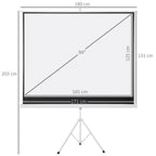 Tela de Projeção Dobrável 84 Polegadas Tela de Projeção Formato 4:3 com Altura Ajustável para Cinema em Casa Apresentações 180x203 cm Branco — foto 3