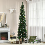 Árvore de Natal Artificial 225 cm Árvore de Natal com 706 Ramos Árvore de Natal Estreita Slim com 56 Pinhas Base Dobrável Ø58x225 cm Verde — foto 2
