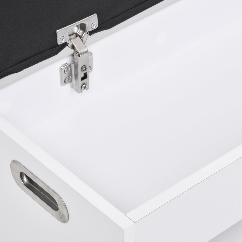 Sapateira com Assento Acolchoado para Entradas e Salões com 1 Gaveta e Prateleira de MDF 80x30x43cm Carga Máxima 120 kg Branco — foto 8