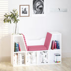 Estante Infantil com Assento Estante com 6 Cubos e Banco com Almofada 102x30x61cm Branco e Rosa — foto 2