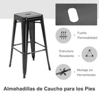 Conjunto de 4 Bancos de Bar Empilháveis Estilo Industrial com Apoios para Pés, Adequados para Interiores e Exteriores 43x43x76 cm Carga até 120 kg Cor Preto — foto 5