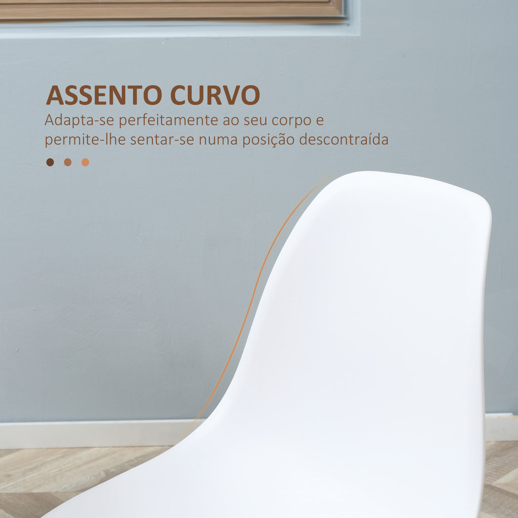 Conjunto de 4 Cadeiras de Sala de Estar Cadeiras de Cozinha com Encosto Alto e Pés de Metal para Sala de Jantar 45x52x85,5 cm Branco e Madeira — foto 5