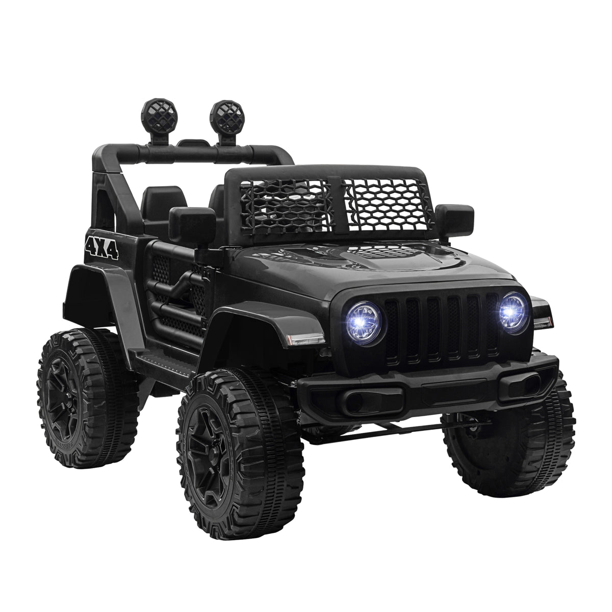 Carro Elétrico para Crianças a partir dos 3 Anos Veículo Todo-o-Terreno com Bateria de 12V 2 Motores Controlo Remoto 2,4G Faróis Buzina Velocidade Ajustável Suporta 30 kg 100x65x72 cm Preto — foto 1