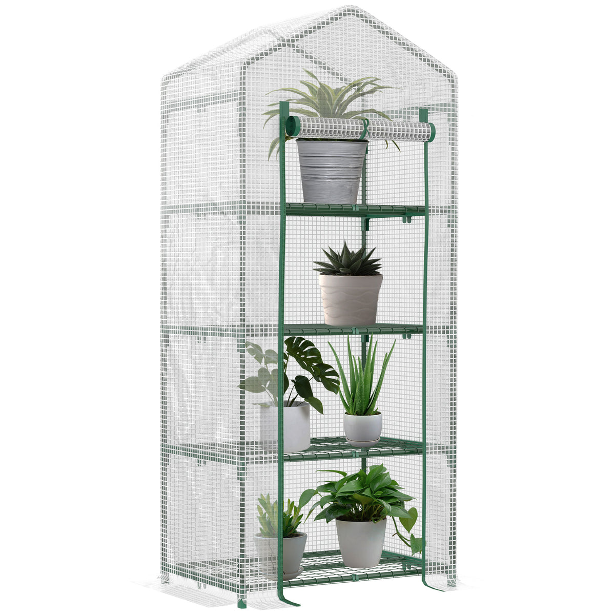 Estufa de Jardim com 4 Prateleiras e Cobertura de PE Estufa de Aço para Cultivo de Plantas Flores 70x50x160cm Branco — foto 1