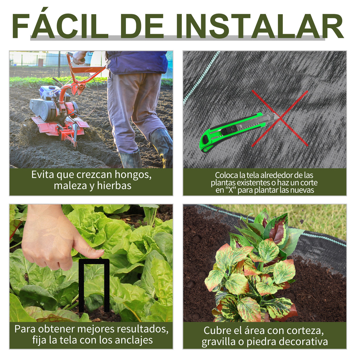 Malha Geotêxtil 2x50 m Malha de jardim contra ervas daninhas 100 g / m² rolo de malha preto — foto 4