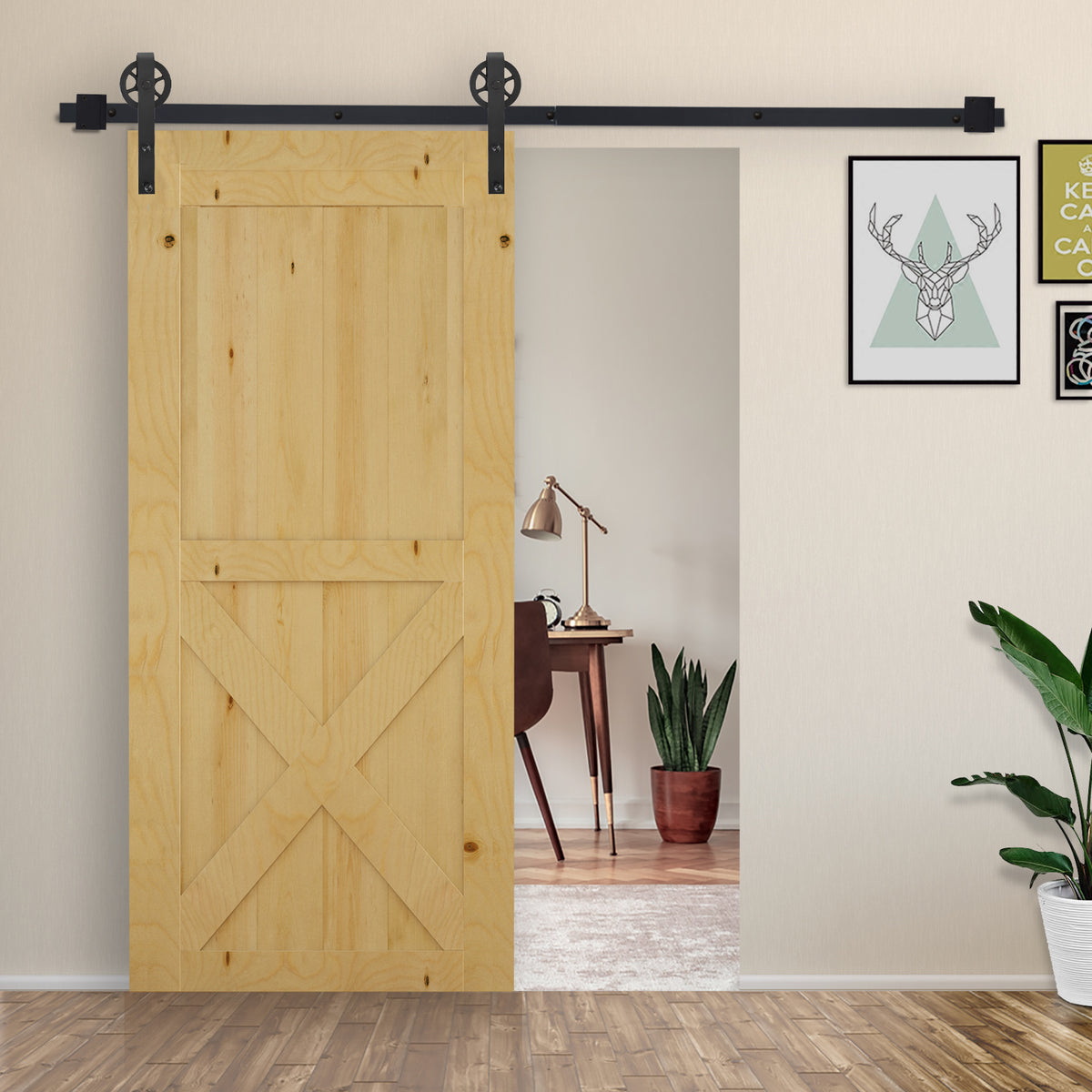 Kit de acessórios para porta de celeiro deslizante Porta de montagem Trilhos de aço carbono de conjunto de peças de metal — foto 2