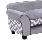 Sofá para animais de estimação com pernas Cama de cachorro de madeira com almofada acolchoada aconchegante e capa lavável 73,5x41x33 cm cinza — foto 8