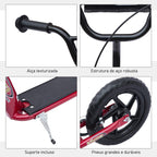 Trotinete com 2 Rodas de 12 Polegadas Trotinete para Crianças com Guiador Ajustável Freio e Cavalete Carga Máxima 100kg 120x52x80-88cm Vermelho — foto 4