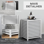 Cesto de Roupa de Bambu Cesto Roupa Suja Capacidade 55L com Bolsa Amovível Forma Retangular 50x36x60 cm Branco — foto 6