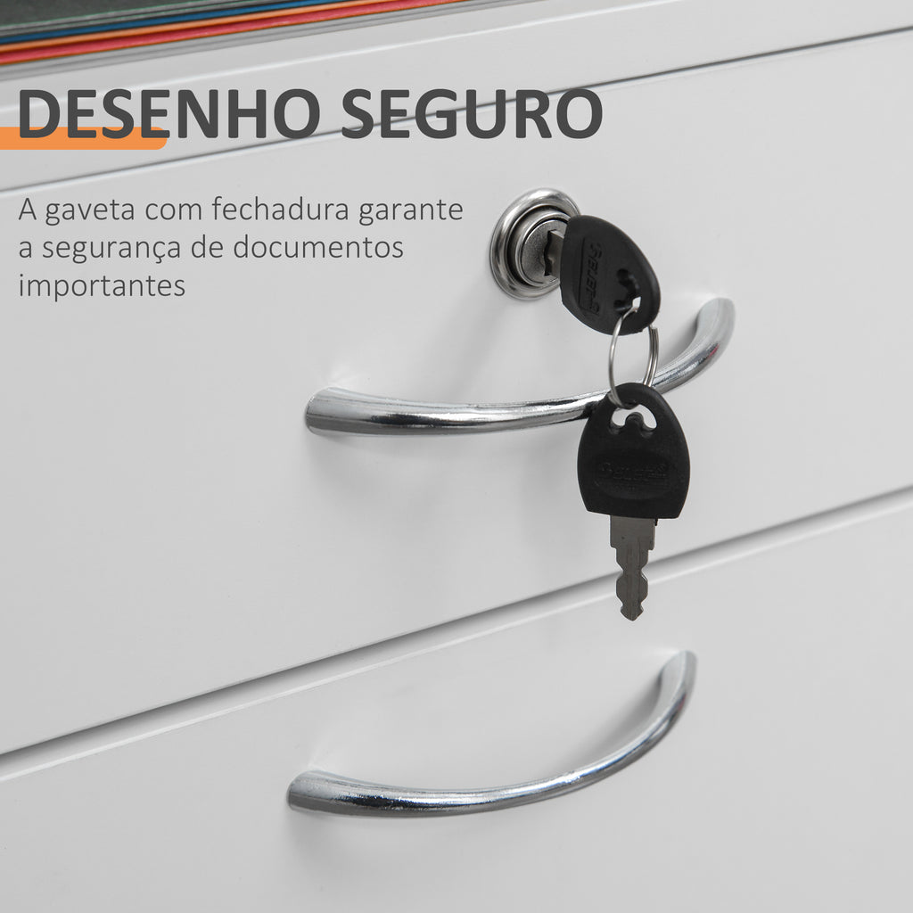 Essenza Bloco de Gavetas de Escritório com 4 Rodas Prateleira Aberta e Armário 40x35x60 cm Branco — foto 7