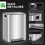 Balde de Lixo de Cozinha com 2 Compartimentos 2x30L Cubo de Lixo de Aço Inoxidável com Pedal Fechamento Suave e Cubo Amovível para Escritório Cozinha Prata — foto 7