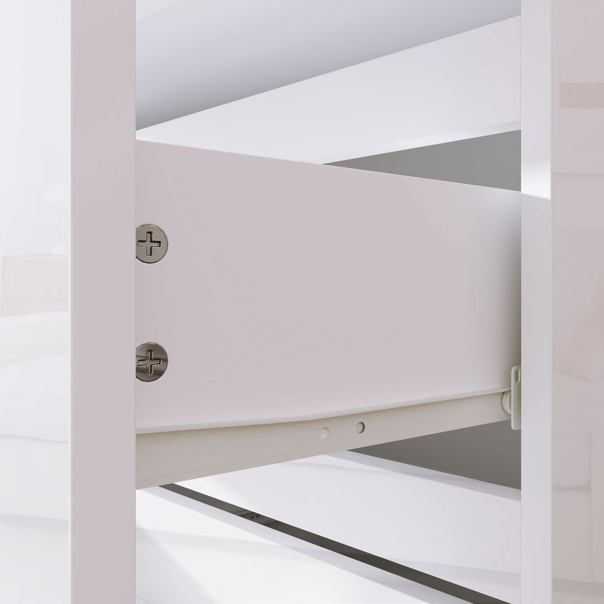 Cómoda com 4 Gavetas de Madeira Cómoda de Dormitório Cómoda Branca para Sala de Estar Estilo Moderno 55x33x80 cm Branco Brilhante — foto 8